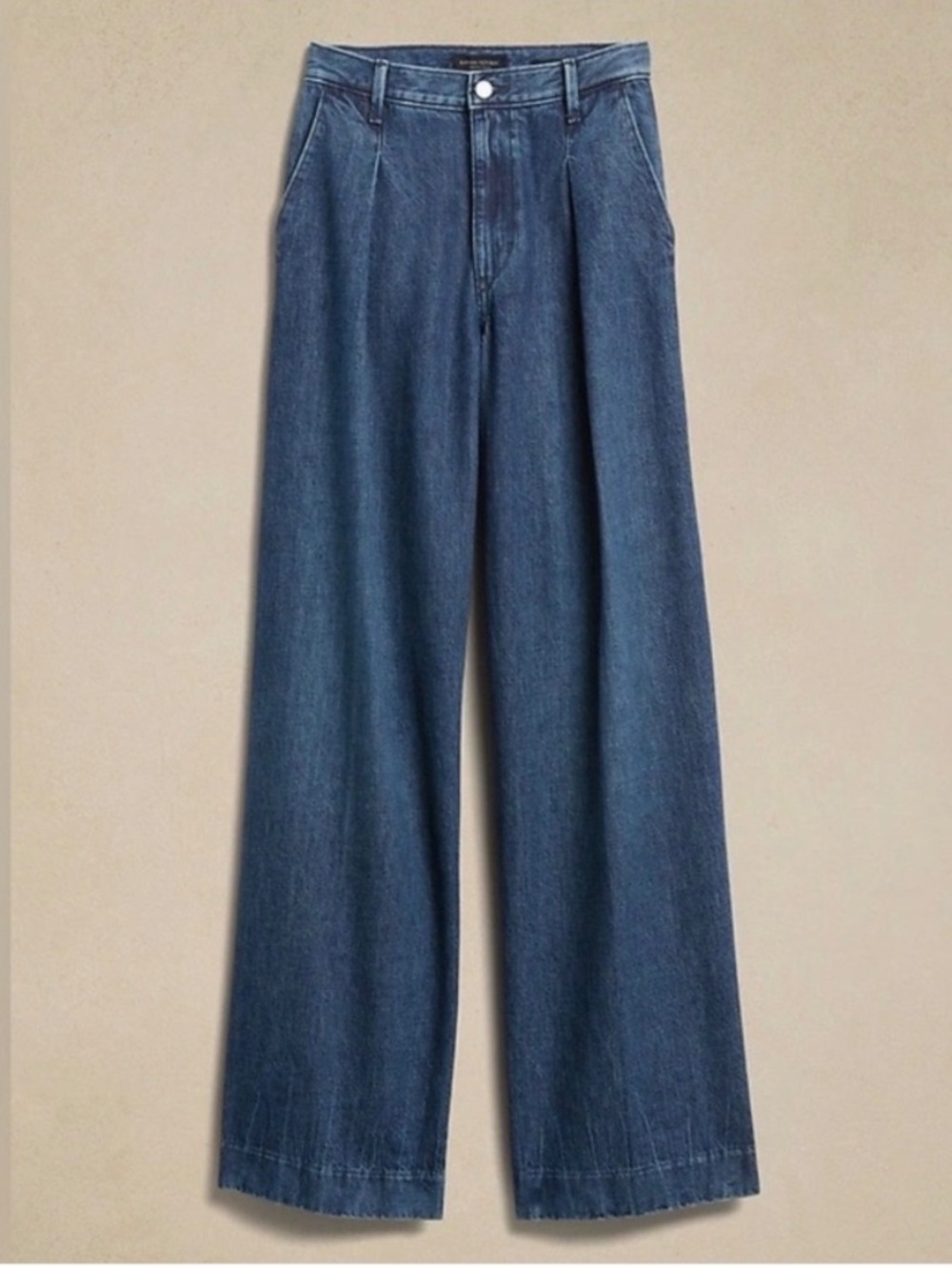 Banana Republic Medium Wash High Rise Wide Leg Pleated Jeans Size 25